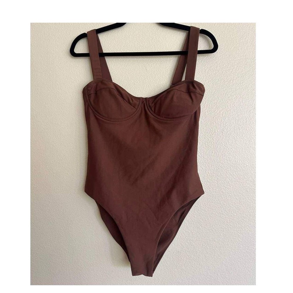 Minnow x Daphne Oz Underwire Chocolate Brown One Piece Swimsuit M Resortwear